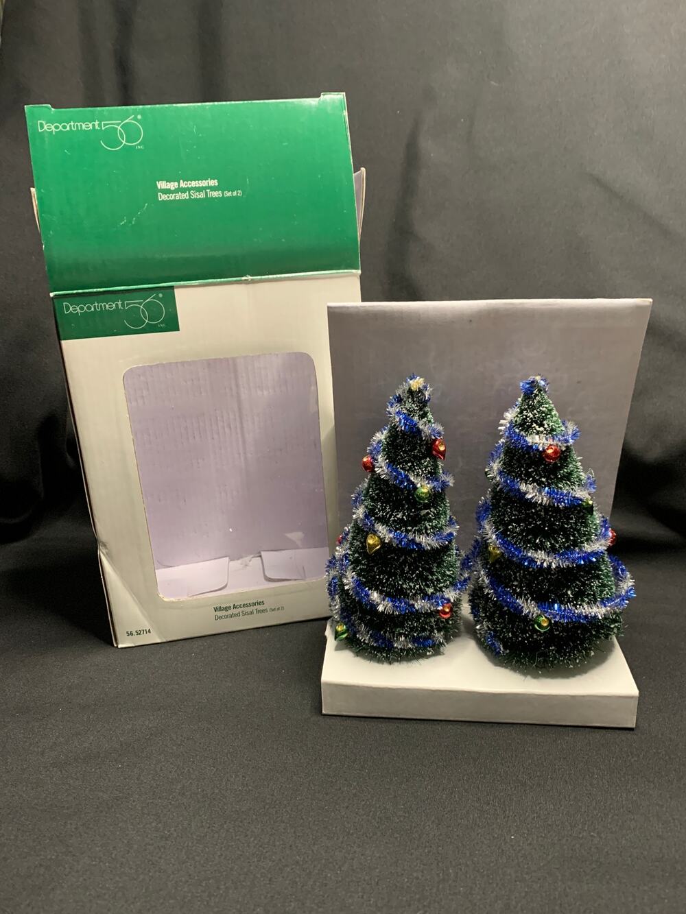 Department 56 Decorated Sisal Trees 52714 Set of 2 Village Accessories No Stars